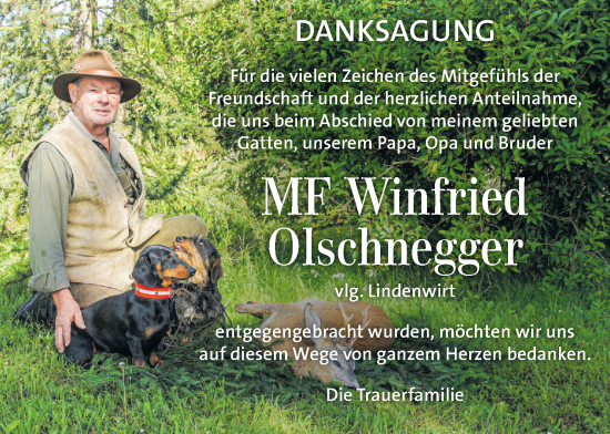 Traueranzeige von Winfried Olschnegger von Kleine Zeitung