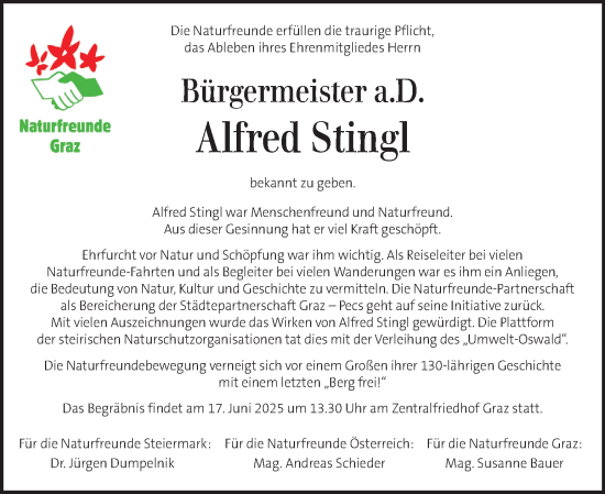 Traueranzeige von Alfred Stingl von Kleine Zeitung
