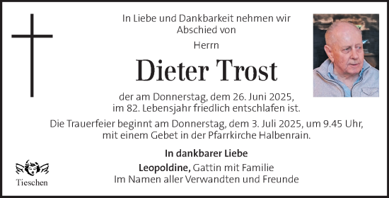 Traueranzeige von Dieter Trost von Kleine Zeitung
