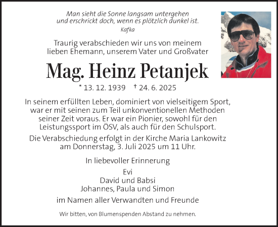 Traueranzeige von Heinz Petanjek von Kleine Zeitung