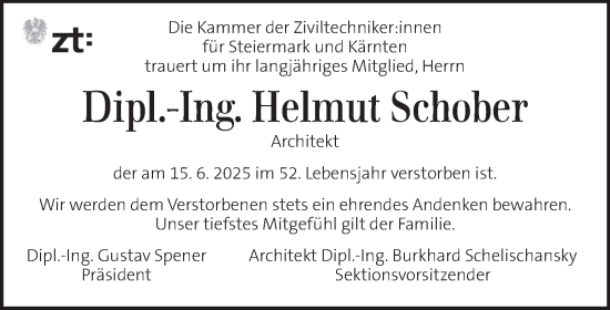 Traueranzeige von Helmut Schober von Kleine Zeitung