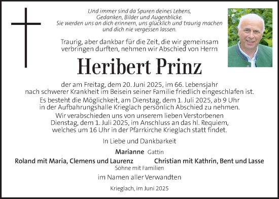 Traueranzeige von Heribert Prinz von Kleine Zeitung