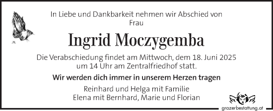 Traueranzeige von Ingrid Moczygemba von Kleine Zeitung