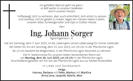 Traueranzeige von Johann Sorger von Kleine Zeitung