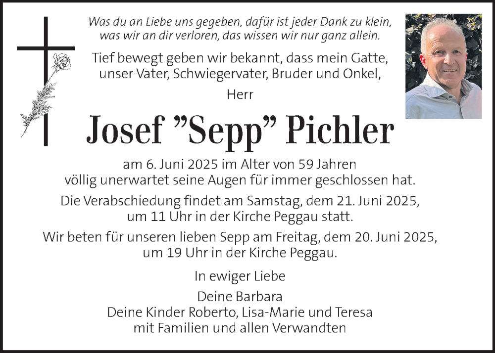  Traueranzeige für Josef Pichler vom 17.06.2025 aus Kleine Zeitung