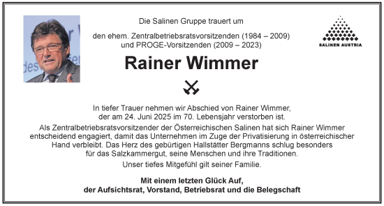 Traueranzeige von Rainer Wimmer von Kleine Zeitung
