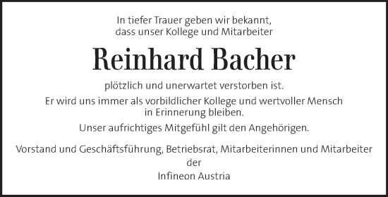 Traueranzeige von Reinhard Bacher von Kleine Zeitung