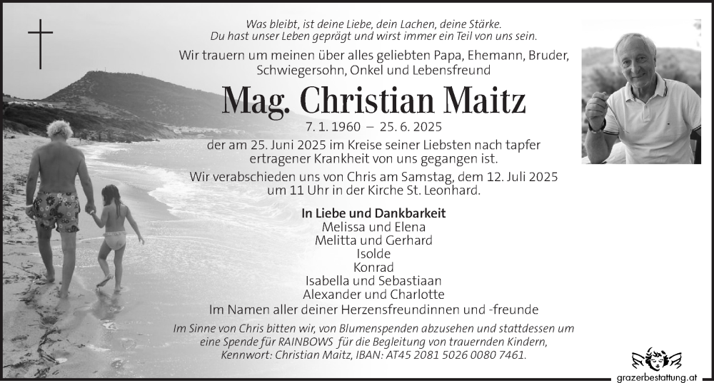  Traueranzeige für Christian Maitz vom 05.07.2025 aus Kleine Zeitung