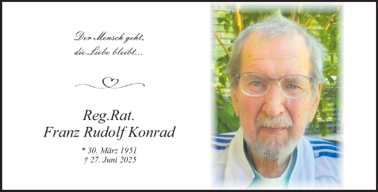 Traueranzeige von Franz Rudolf Konrad von Kleine Zeitung