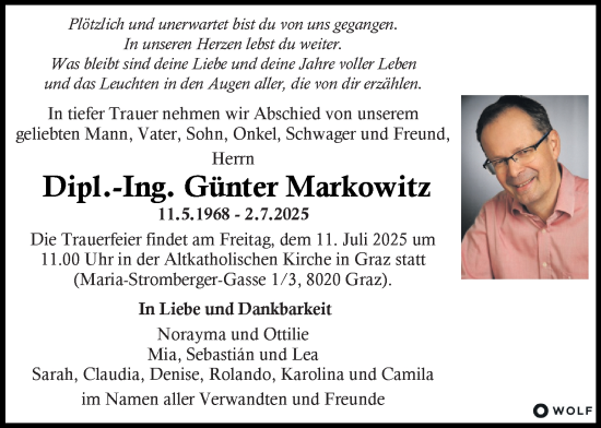 Traueranzeige von Günter Markowitz von Kleine Zeitung