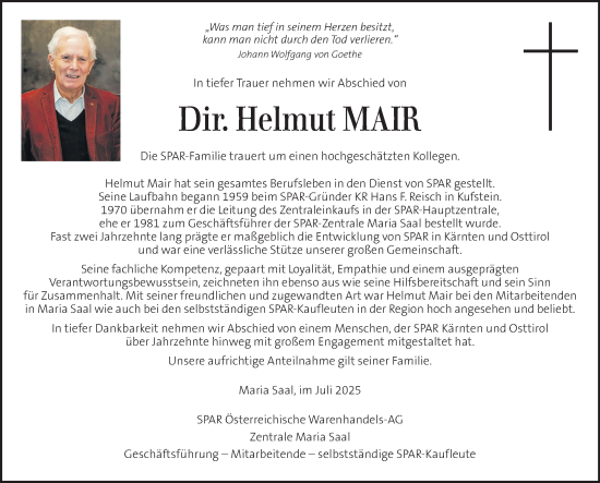 Traueranzeige von Helmut Mair von Kleine Zeitung