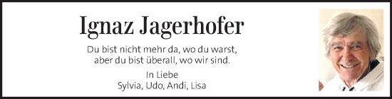 Traueranzeige von Ignaz Jagerhofer von Kleine Zeitung