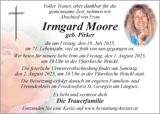 Traueranzeige von Irmgard Moore von Kleine Zeitung