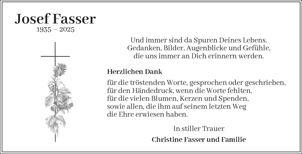  Traueranzeige für Josef Fasser vom 02.07.2025 aus Kleine Zeitung