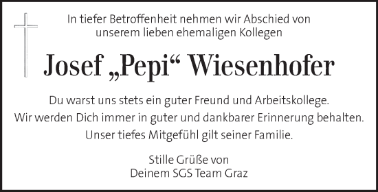 Traueranzeige von Josef Wiesenhofer von Kleine Zeitung