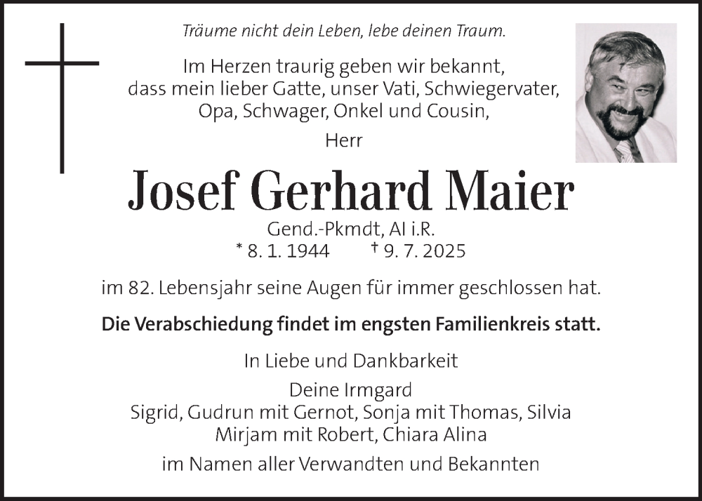  Traueranzeige für Josef Gerhard Maier vom 20.07.2025 aus Kleine Zeitung