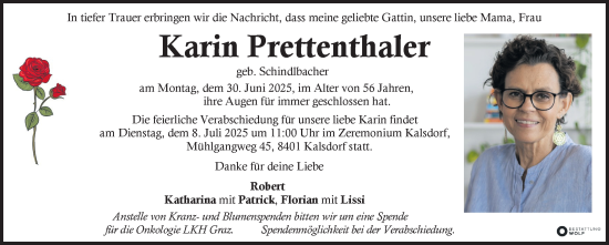Traueranzeige von Karin Prettenthaler von Kleine Zeitung