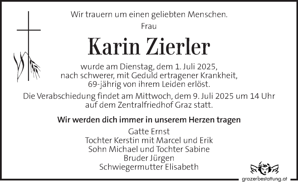  Traueranzeige für Karin Zierler vom 05.07.2025 aus Kleine Zeitung