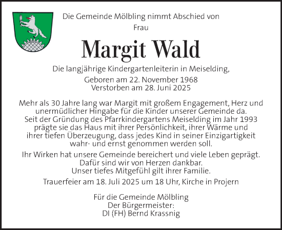 Traueranzeige von Margit Wald von Kleine Zeitung