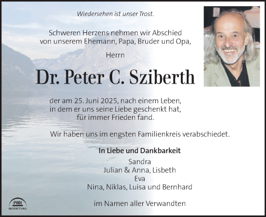 Traueranzeige von Peter Sziberth von Kleine Zeitung
