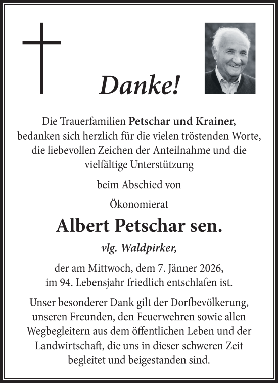 Traueranzeige von Albert Petschar von Kleine Zeitung