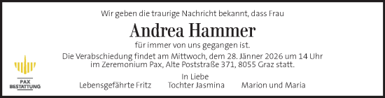Traueranzeige von Andrea Hammer von Kleine Zeitung