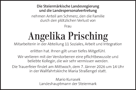 Traueranzeige von Angelika Prisching von Kleine Zeitung