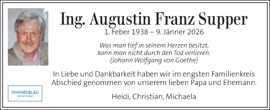 Traueranzeige von Augustin Franz Supper von Kleine Zeitung