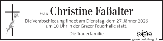 Traueranzeige von Christine Faßalter von Kleine Zeitung