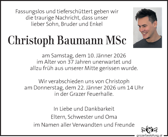 Traueranzeige von Christoph Baumann von Kleine Zeitung