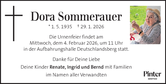 Traueranzeige von Dora Sommerauer von Kleine Zeitung