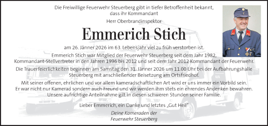 Traueranzeige von Emmerich Stich von Kleine Zeitung