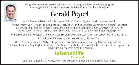 Traueranzeige von Gerald Peyerl von Kleine Zeitung
