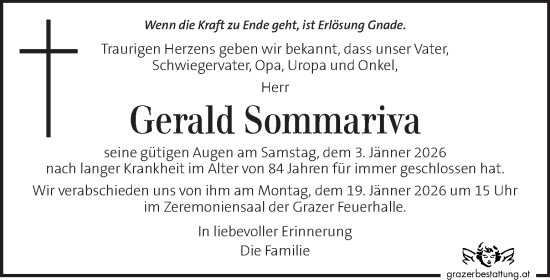 Traueranzeige von Gerald Sommariva von Kleine Zeitung
