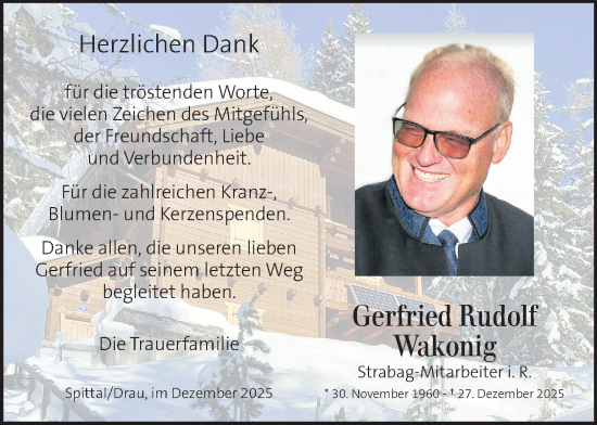 Traueranzeige von Gerfried Rudolf Wakonig von Kleine Zeitung