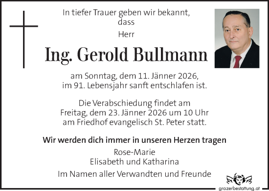 Traueranzeige von Gerold Bullmann von Kleine Zeitung