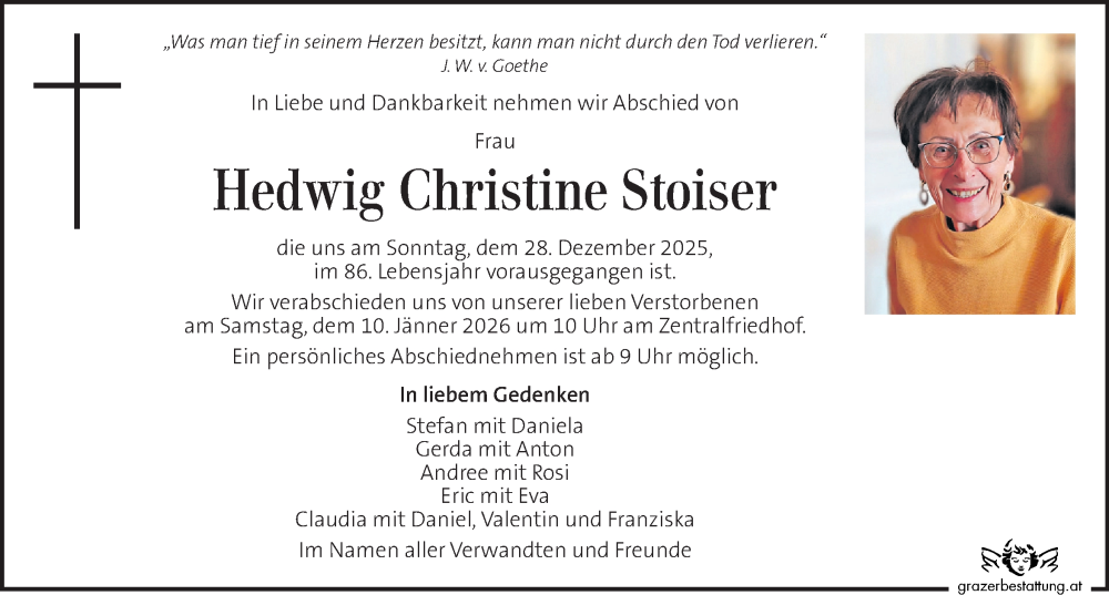  Traueranzeige für Hedwig Christine Stoiser vom 06.01.2026 aus Kleine Zeitung