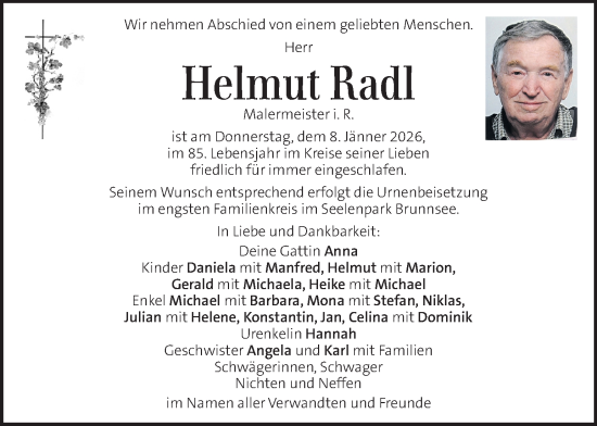 Traueranzeige von Helmut Radl von Kleine Zeitung