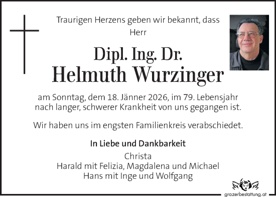 Traueranzeige von Helmuth Wurzinger von Kleine Zeitung