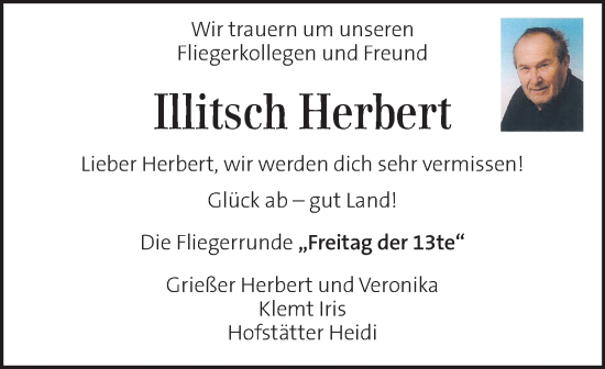 Traueranzeige von Herbert Illitsch von Kleine Zeitung