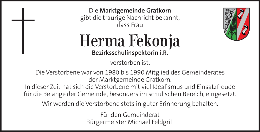  Traueranzeige für Herma Fekonja vom 11.01.2026 aus Kleine Zeitung