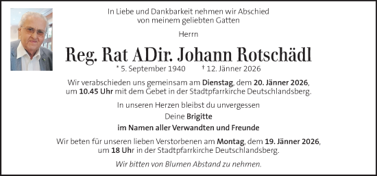 Traueranzeige von Johann Rotschädl von Kleine Zeitung