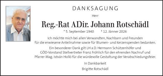 Traueranzeige von Johann Rotschädl von Kleine Zeitung