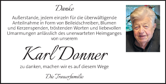 Traueranzeige von Karl Donner von Kleine Zeitung