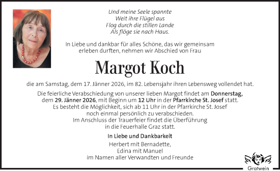 Traueranzeige von Margot Koch von Kleine Zeitung