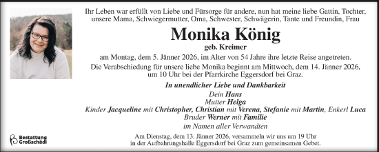 Traueranzeige von Monika König von Kleine Zeitung
