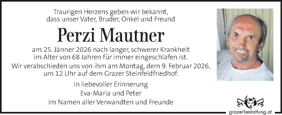Traueranzeige von Perzi Mautner von Kleine Zeitung