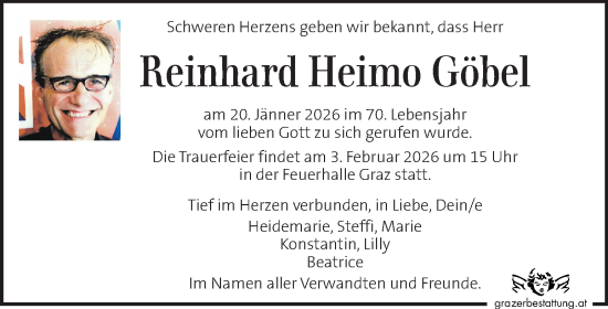 Traueranzeige von Reinhard Heimo Göbel von Kleine Zeitung