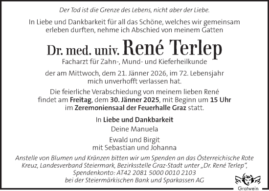 Traueranzeige von René Terlep von Kleine Zeitung