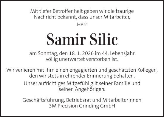 Traueranzeige von Samir Silic von Kleine Zeitung